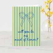 Blue Cursive + Aqua & Yellow Maid of Honor Karte (Gelbe Blume)