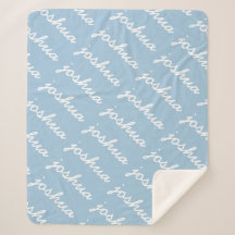 Blue Cursive Name Sherpa Blanket