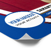 Blue Curve Frame School Foto Poster (Ecke)