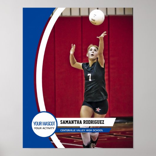 Blue Curve Frame School Foto Poster (Vorne)