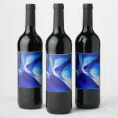 BLUE CURVES ABSTRAKT WEINETIKETT (Flaschen)