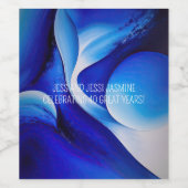 BLUE CURVES ABSTRAKT WEINETIKETT (Einzelnes Label)