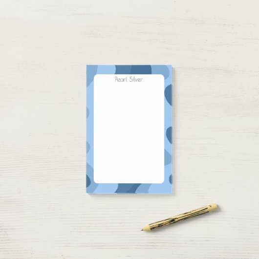 Blue Curves CUSTOM Chic Monogram Personalisiert Post-it Klebezettel (Auf Schreibtisch)