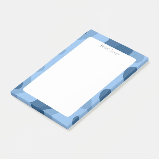 Blue Curves CUSTOM Chic Monogram Personalisiert Post-it Klebezettel (angewinkelt)