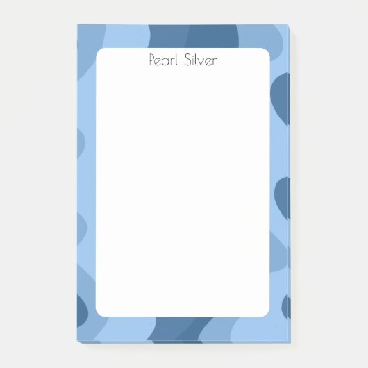 Blue Curves CUSTOM Chic Monogram Personalisiert Post-it Klebezettel (Vorderseite)