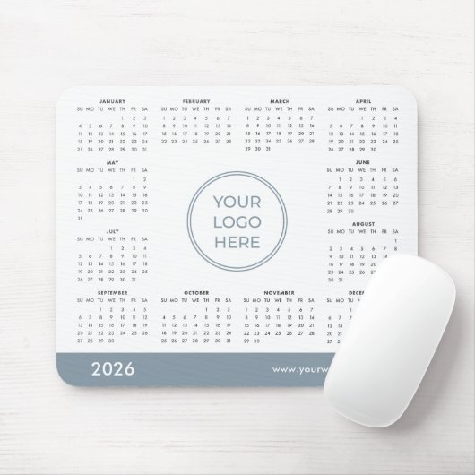 Blue Custom 2026 Calendar Business Logo Mouse Pad Mousepad (Mit Mouse)