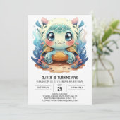 Blue Custom Aquatic Turtle Boy Geburtstag Einladung (Stehend Vorderseite)