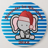 Blue Custom Baby Boy Name First Christmas 2022 Button (Vorderseite)