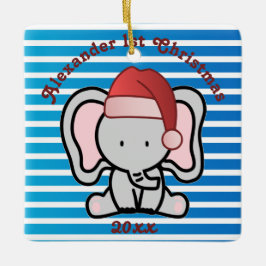 Blue Custom Baby Boy Name First Christmas 2022 Keramikornament