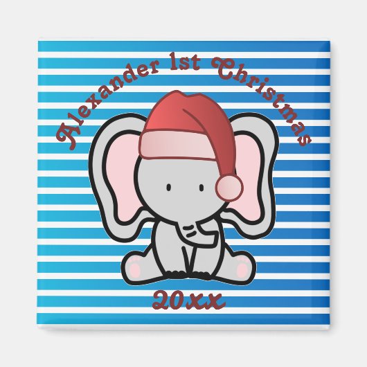 Blue Custom Baby Boy Name First Christmas 2022 Magnet (Vorne)