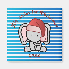 Blue Custom Baby Boy Name First Christmas 2022 Magnet