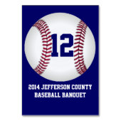 Blue Custom Baseball Banquet Tischnummer Card (Rückseite)