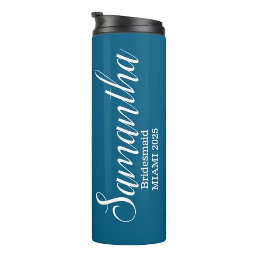 Blue Custom Bridesmaid Name Thermosbecher (Nach rechts gedreht)