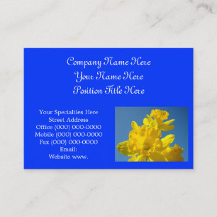 Blue Custom Business Cards Gelbe affodische Blume Visitenkarte