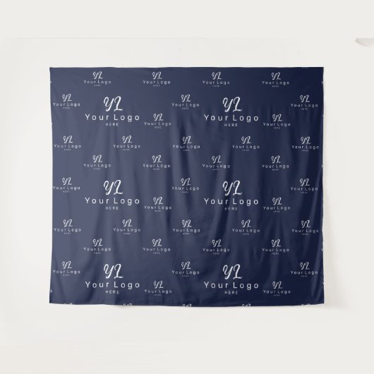Blue Custom Business Logo Backshow Wandteppich (Vorderseite (Horizontal))