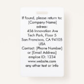 Blue Custom Business Logo Employee Foto Abzeichen Ausweis (Rückseite)