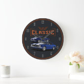 Blue Custom Camaro Large Clock Große Wanduhr (Zuhause)
