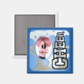 Blue Custom Cheerleader Foto Magnet (Vorderseite/Rückseite)