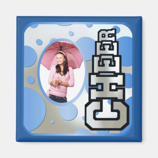 Blue Custom Cheerleader Foto Magnet (Vorne)