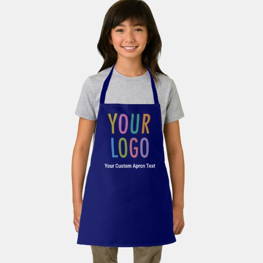 Blue Custom Child Schürze mit School Logo & Text (Insitu)