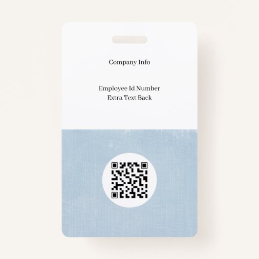Blue Custom Company Modern Employee ID Abzeichen Ausweis (Rückseite)