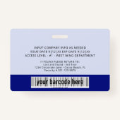 Blue Custom Employee Foto ID Abzeichen Ausweis (Rückseite)