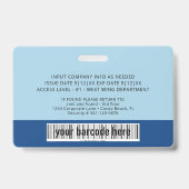 Blue Custom Employee Foto ID Abzeichen Ausweis (Rückseite)