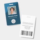 Blue Custom Employee - Foto-ID, Logo, Bar-Code Ausweis (Vorder- & Rückseite)
