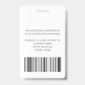 Blue Custom Employee - Foto-ID, Logo, Bar-Code Ausweis (Rückseite)