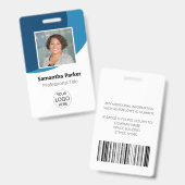Blue Custom Employee - Foto, Logo, Strichcode, Nam Ausweis (Vorder- & Rückseite)