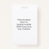 Blue Custom Employee Nurse Doctor ID Foto Ausweis (Rückseite)