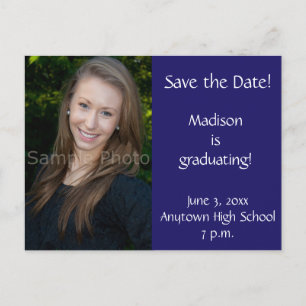 Blue Custom Foto Abschluss Save the Date Card Ankündigungspostkarte