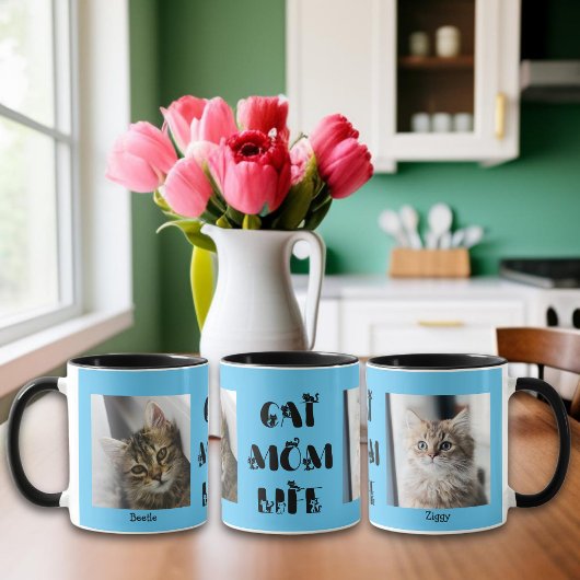 Blue Custom Foto Cat Mama Leben Muttertag Tasse