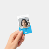 Blue Custom Foto Employee ID Logo QR Code Ausweis (Handheld)