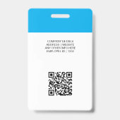 Blue Custom Foto Employee ID Logo QR Code Ausweis (Rückseite)