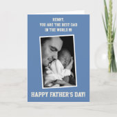Blue Custom FOTO Happy Vathers Day Cards Karte (Vorderseite)