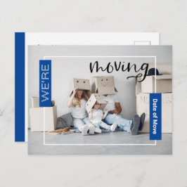Blue Custom Foto Moving Announcement Card Postkarte