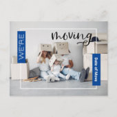 Blue Custom Foto Moving Announcement Card Postkarte (Vorderseite)
