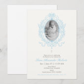 Blue Custom Foto Taufe Einladung (Vorne/Hinten)