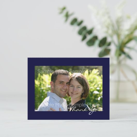 Blue Custom Foto Wedding Danke PostCards Postkarte (Stehend Vorderseite)