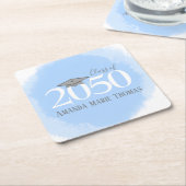 Blue Custom Graduation Party Moderne Rechteckiger Pappuntersetzer (angewinkelt)