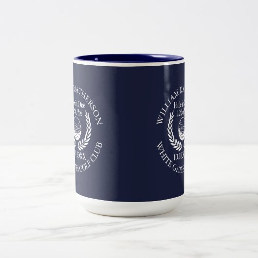 Blue Custom Hole in einem Golf Ball Kranz Zweifarbige Tasse (Mittel)