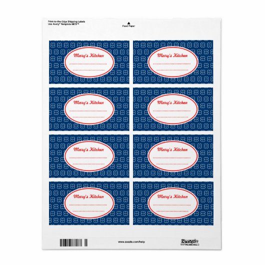 Blue Custom Kitchen Labels (Vorne)