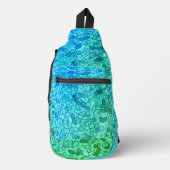 Blue Custom Leaf Cluster mit winzigen Blume Crossbody Bag (Vorderseite)