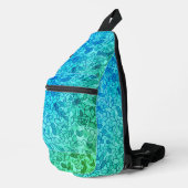 Blue Custom Leaf Cluster mit winzigen Blume Crossbody Bag (Rechte Ecke)