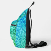 Blue Custom Leaf Cluster mit winzigen Blume Crossbody Bag (Rechts)