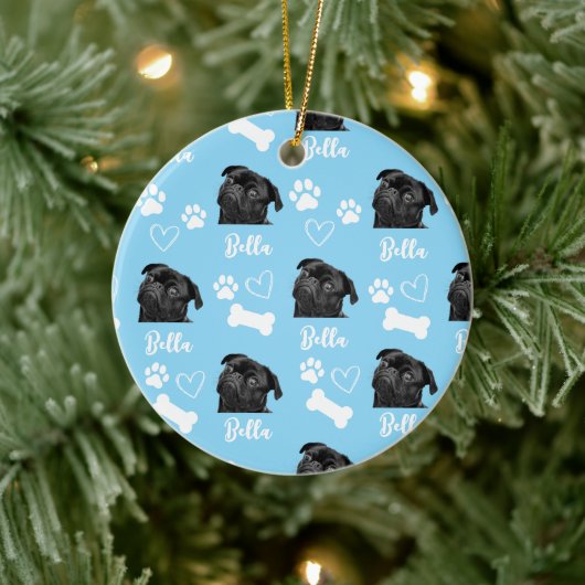 Blue Custom Liebe Paw Print Dog Lover Pet Foto Keramik Ornament (Baum)
