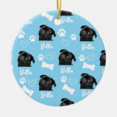 Blue Custom Liebe Paw Print Dog Lover Pet Foto Keramik Ornament (Vorne)