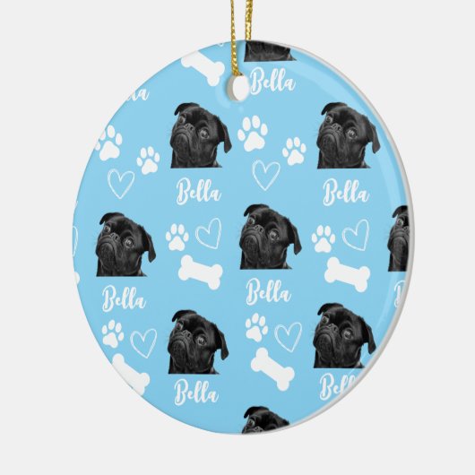 Blue Custom Liebe Paw Print Dog Lover Pet Foto Keramik Ornament (Links)