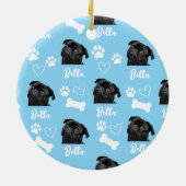 Blue Custom Liebe Paw Print Dog Lover Pet Foto Keramik Ornament (Hinten)